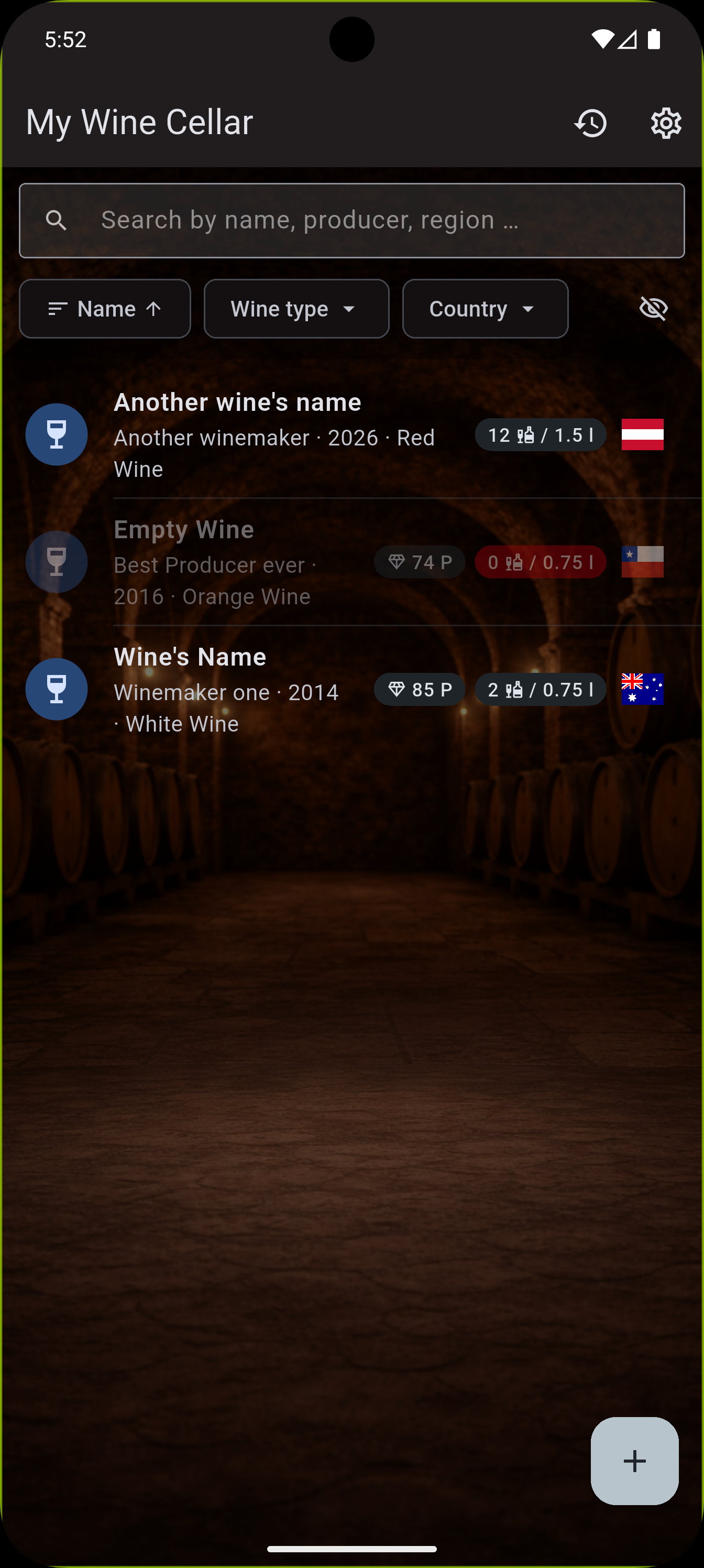 Show wines with no stock