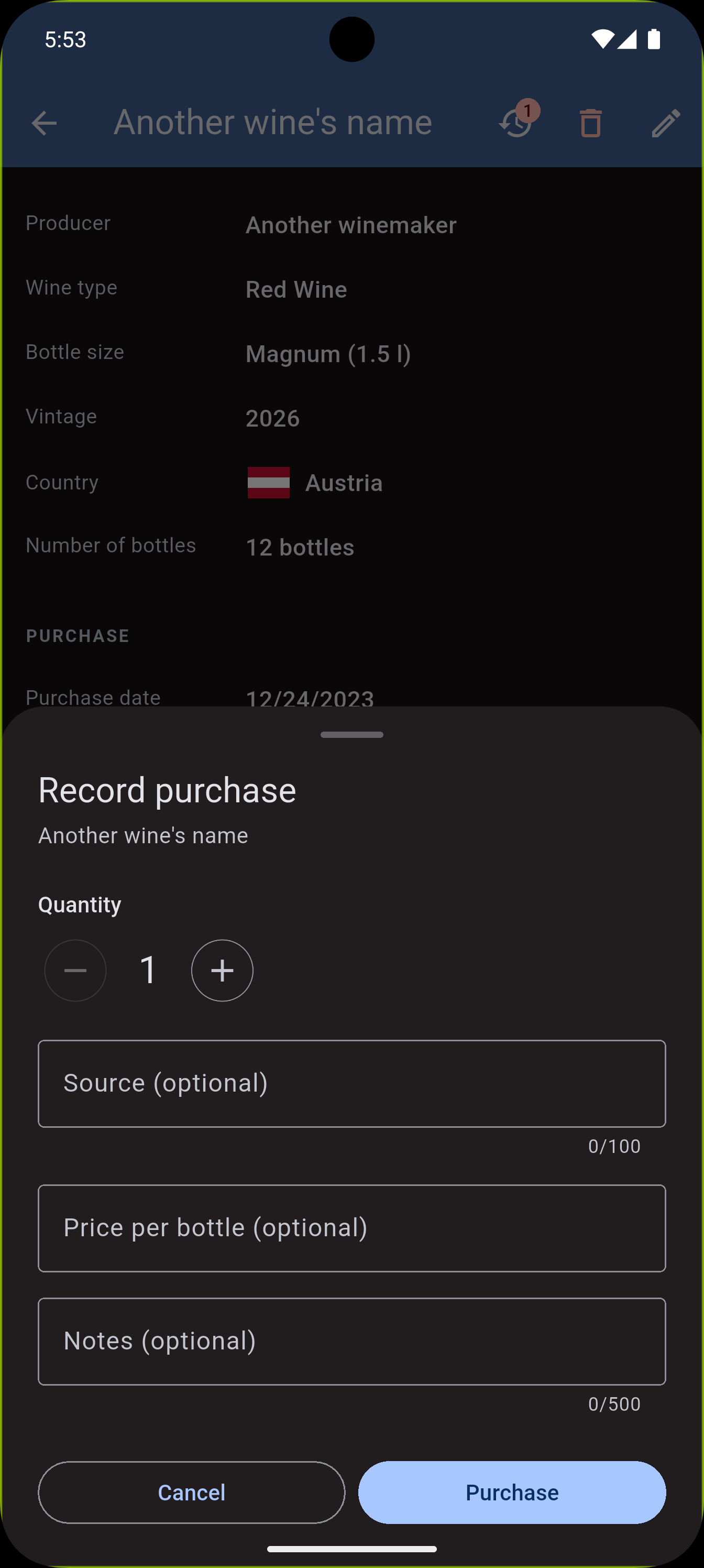 Record a purchase