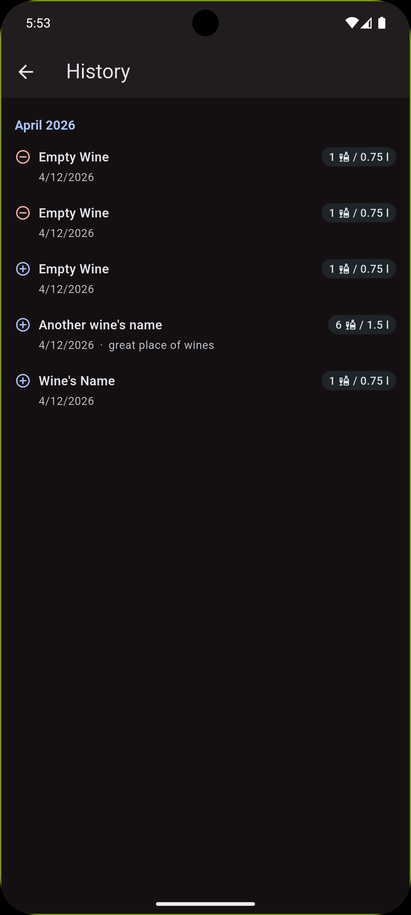 History – all wines