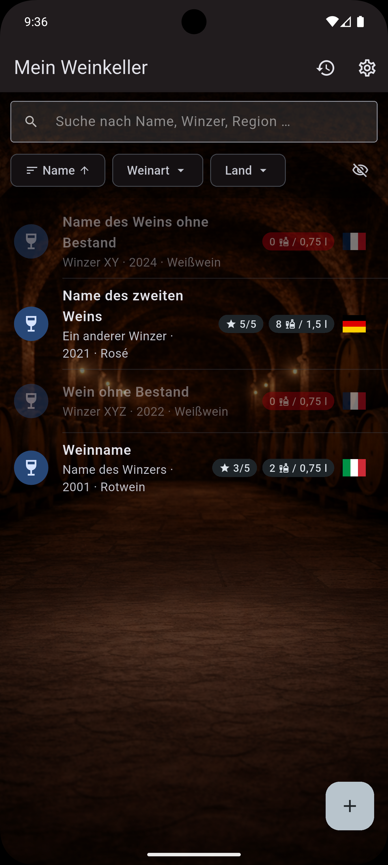 Weine ohne Bestand anzeigen